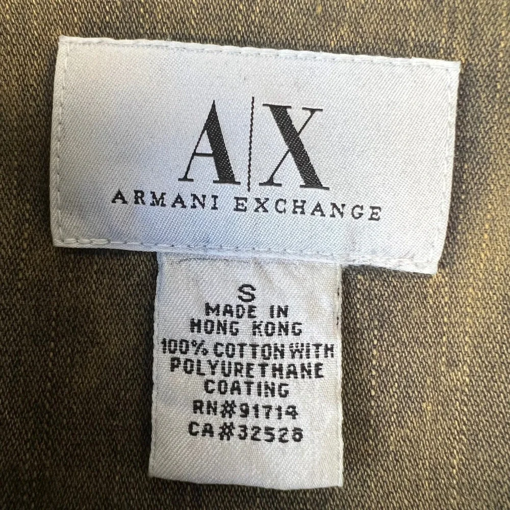 Armani Exchange Mens S Coated Cotton Field‎ Jacket Distressed Olive Patina Faded